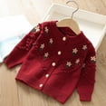thumbnail image 2 of Kogui Girl Uniform Cardigan with Pockets Baby Girl Cardigan Sweater Toddler Knit V-Neck Button Long Sleeve Outwear Fall Winter Clothes Size 1T 2T (Red,1-2 Years), 2 of 3