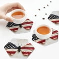 thumbnail image 6 of Bingfone Vintage American Flag Butterfly Wall Leather Drinks Coasters with Set of 6,Suitable for Home Kitchen,Coffee Cup Coasters Home Gift, 6 of 7