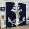 thumbnail image 5 of Anchor Blackout Curtains Retro Abstract Nautical Navy Blue White Kids Girls Boys Bedroom Living Room Bathroom Rod Pocket Decoration Window Drapes 2 Panels W27.5xL84in, 5 of 6