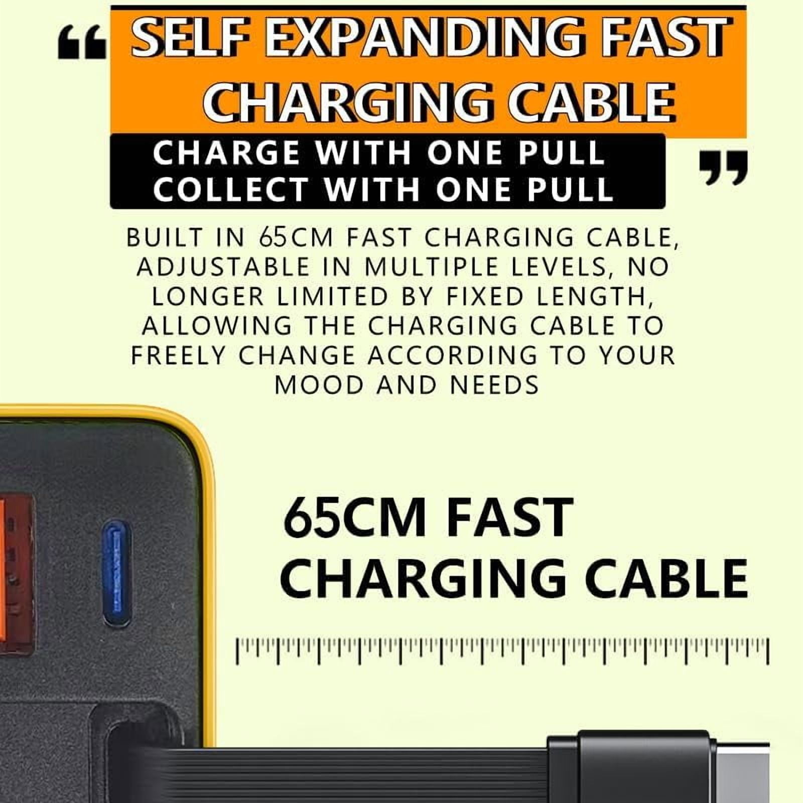 80W 3-in-1 Retractable USB-C Wall Charger withFast Charging, Foldable Plug for Phones, Tablets, Laptops