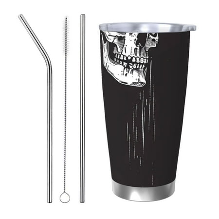 

Bingfone Gothic Skull Drape for 20 Oz Stainless Steel Travel Mug Double Wall Water Coffee Cup for Home Office Outdoor Works Great for Ice Drinks and Hot Beverage-Straw Three-piece Set