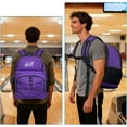 thumbnail image 3 of WOLT Purple Bowling Ball Bag 2Ball Bowling Backpack with Protective Foam Padded & Shoe Compartment, 3 of 7