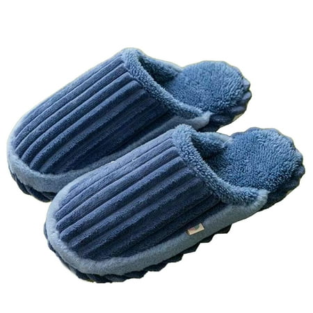

LoyisViDion Womens Slippers Deals Plus Size Clearance Home Cotton Slippers Corduroy Splicing Couple Home Shoes Warm Plush Cotton Slippers Soft Bottom Mute Non-slip Dark Blue