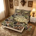 thumbnail image 2 of meiyoeat Camouflage Basketball Bed Sheets for Boys, Dripping Sport Full Size Sheets, Green Brown, 4-Piece, 1 Flat Sheet, 1 Fitted Sheet and 2 Pillowcases, 2 of 5