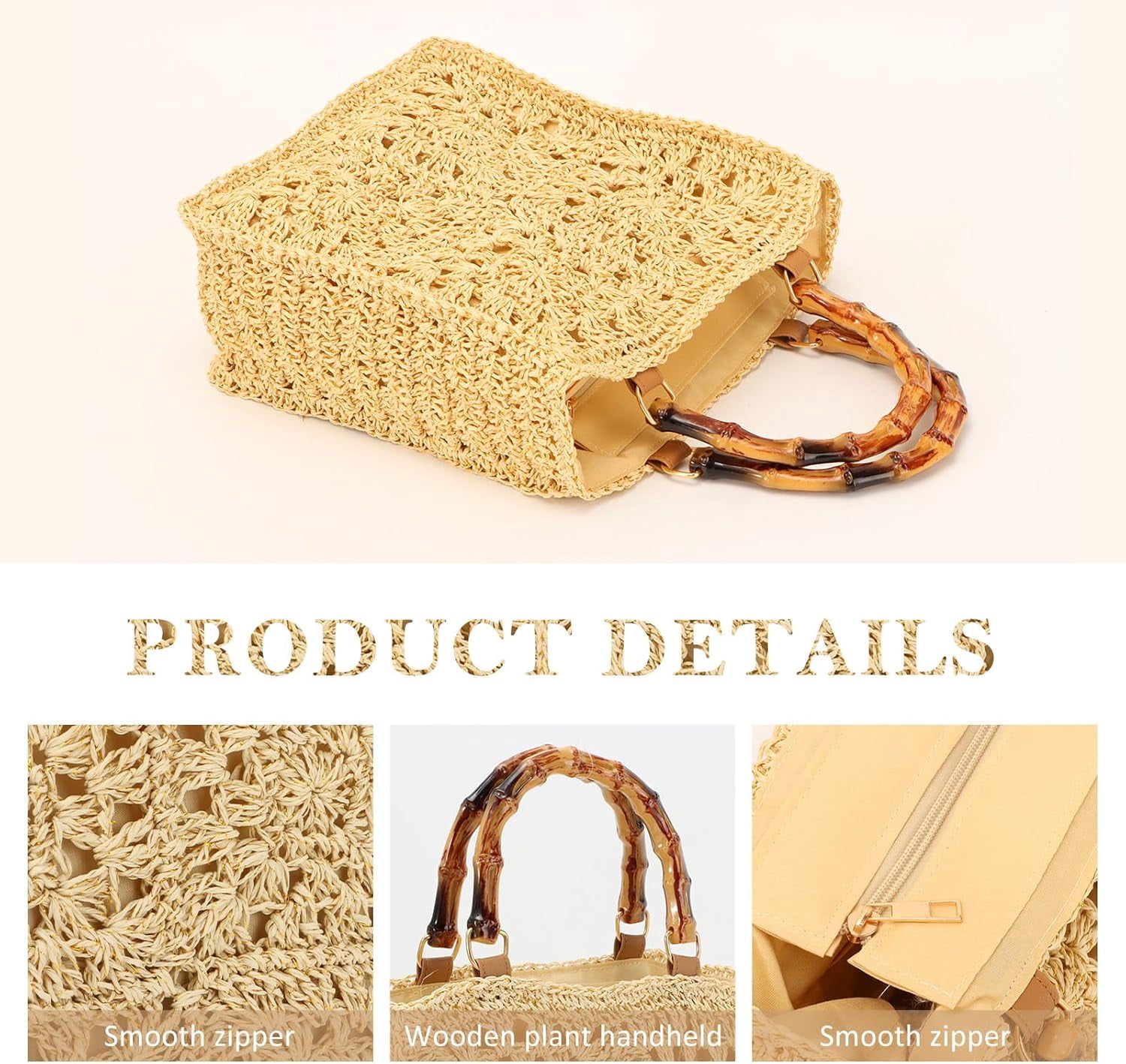 LinYooLi Straw Purse Tote Handbags Rattan Woven Beach Clutch Bag for Women Beach Summer Travel