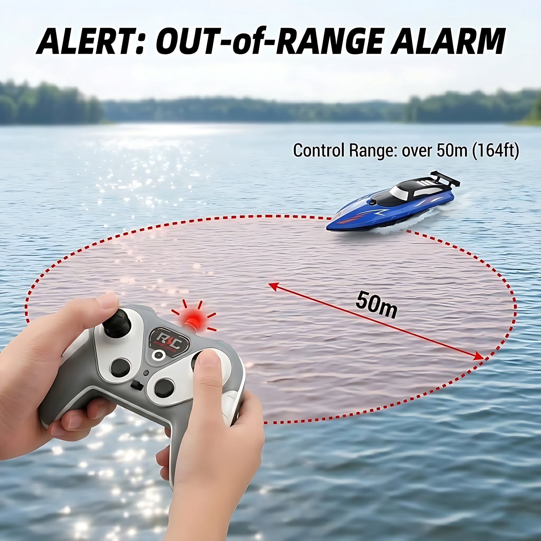 Tigozz 2-Pack RC Speedboat Set, 20km/h High Speed Remote Control Racing Water Toy for Pools and Lakes, 2.4GHz Dual Motor Ship for Kids Adults