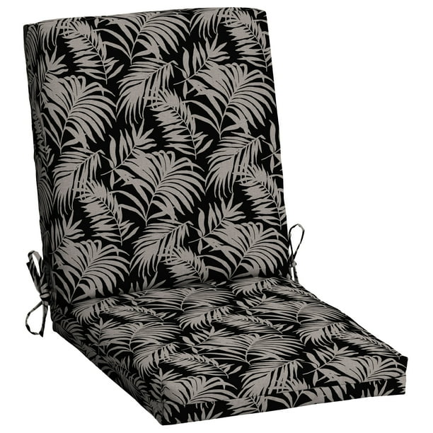 Mainstays 43" x 20" Black and Tan Palm Rectangle Patio Chair Cushion, 1