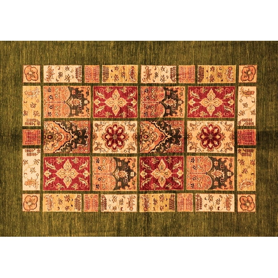 Ahgly Company Indoor Rectangle Abstract Orange Modern Area Rugs, 3' x 5'
