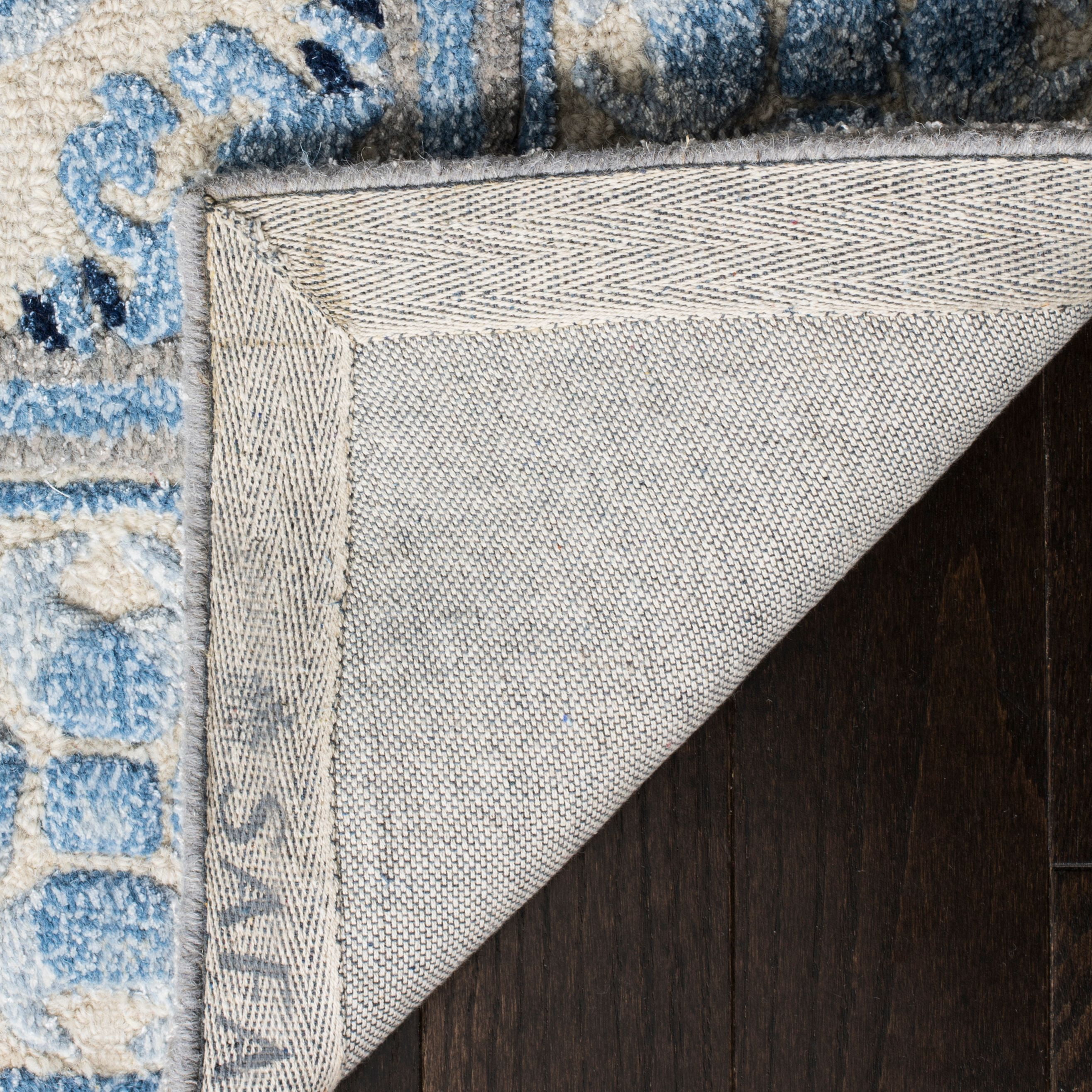 SAFAVIEH Bella Noelle Geometric Bordered Wool Area Rug, Ivory/Blue, 8' x 10'