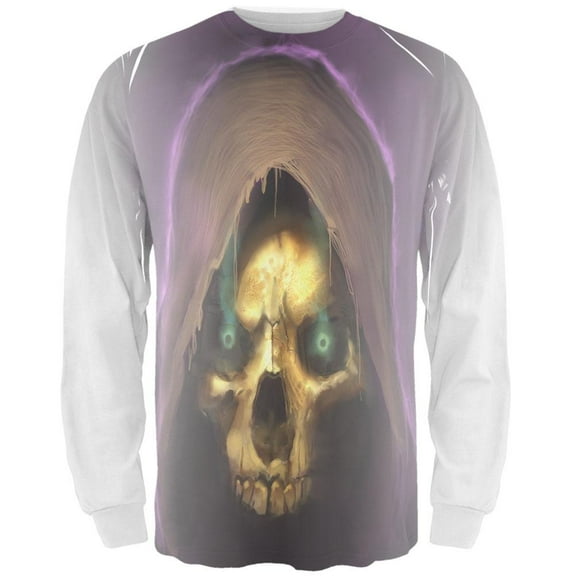 Halloween Grim Reaper All Over Adult Long Sleeve T-Shirt - X-Large