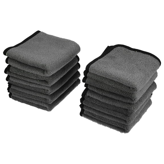 Motoforti Soft Absorbent Auto Care Car Cleaning Towels 23.6"x12" Coral Fleece Gray Yellow 10pcs