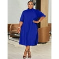 thumbnail image 3 of Cocoan Beauty Pleated loose round-neck short-sleeved plus-size long dress., 3 of 9