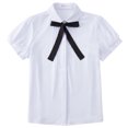 thumbnail image 6 of EFINNY Womens Button Down Shirts Short Sleeve Bow Tie Neck White OL Shirts,Ladies Work Dress Shirts Business Casual Blouses, 6 of 8