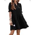 thumbnail image 3 of Vestido Plisado de Corta para Mujer, Color Negro, Talla L, 3 of 7