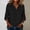 Black, variant on Womens Linen T Shirts Casual Solid Color 3/4 Sleeve Tops Drop Shoulder Loose Blouses for Women Summer White