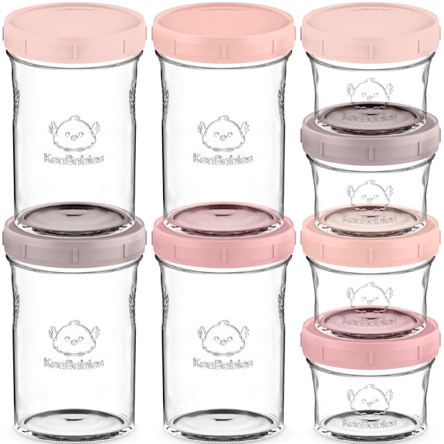 Contenedores de Vidrio para Comida de Bebé KeaBabies 8 oz y 4 oz, Herméticos