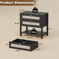 thumbnail image 2 of FANRAL Boho Chic 2 Drawer Nightstand with Rattan Accents,Stylish Storage Bedside Table with Shelf & Gold Handles,Black Night Stand, 2 of 6