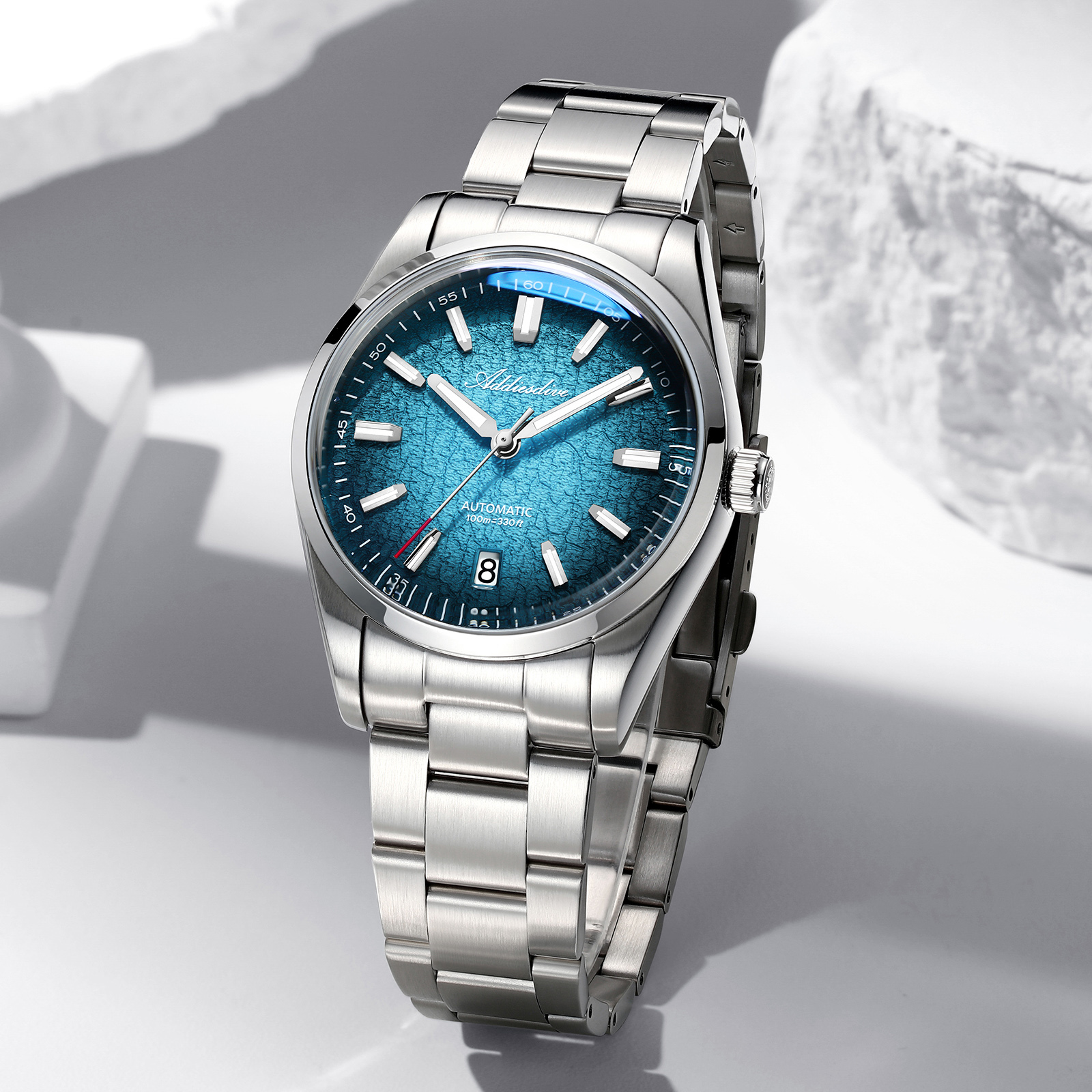 ADDIESDIVE Automatic Watches for Men Diver 100m, 316l Stainless Steel, Japanese Movement, BGW9 Luminous, Blue