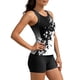 thumbnail image 5 of Traje de baño conservador de dos piezas para mujer, tankini, con sujetador acolchado, sin mangas, cuello redondo, estampado informal, traje de baño de dos piezas para mujer, trajes de baño tankini par, 5 of 8