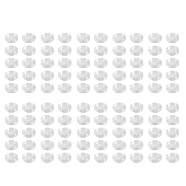 100 Pzs Caja de Monedas de Plastico Transparente Redonda Pequena 22mm