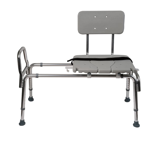 DMI Sliding Tub Transfer Bench and Shower Chair, Adjustable Height Bath Safety Seat, 400 lb Capacity, Cut-Out Seat