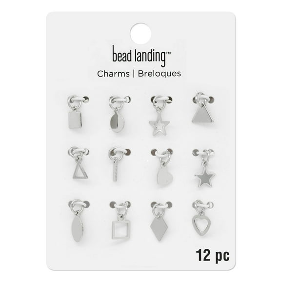 Silver Basic Shapes Charms by Bead Landing - Charms for DIY Jewelry Making - Necklaces - Bracelets & Keychains - 12 Pack
