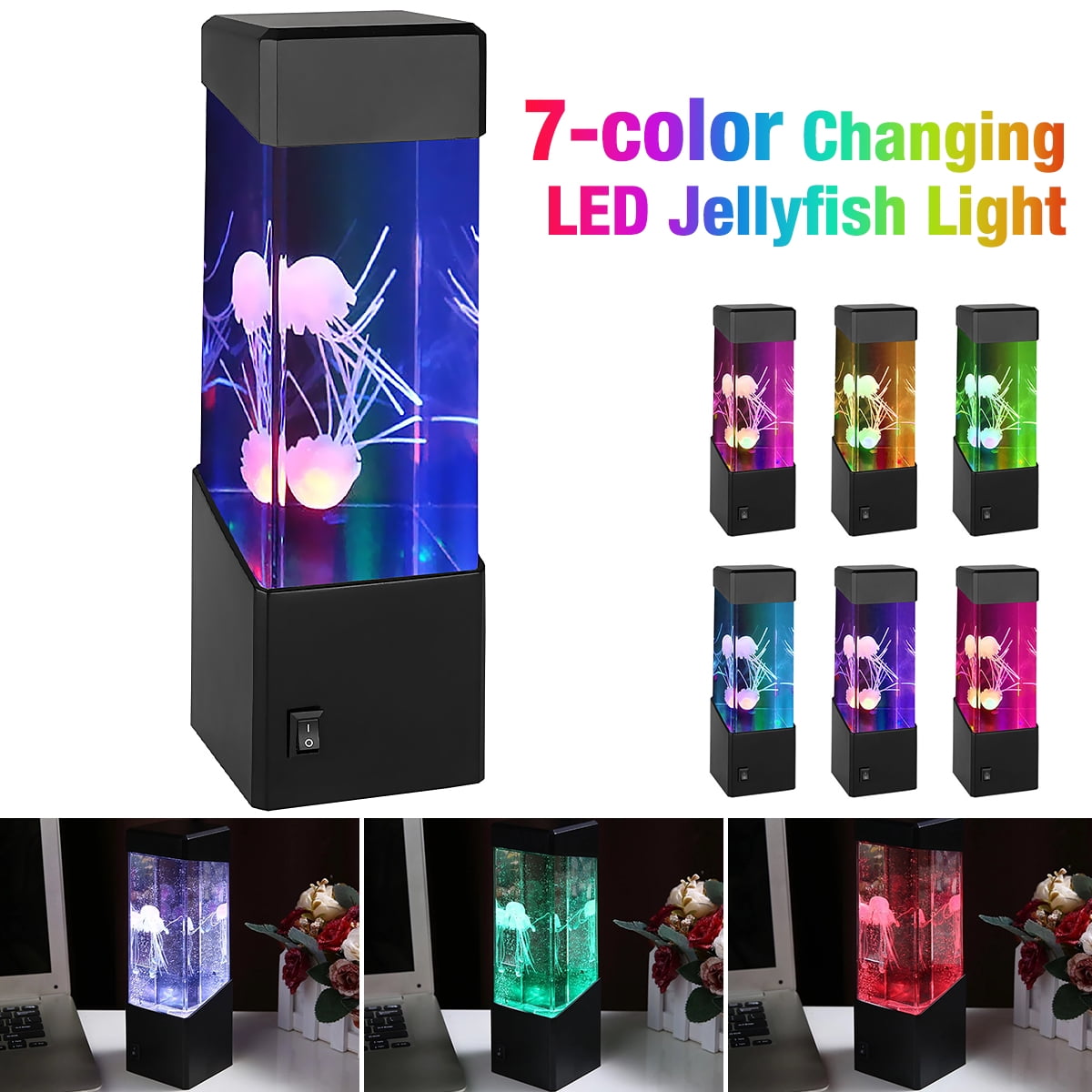 Color Changing LED Jellyfish Lamp Aquarium Bedside Night Atmosphere Mood Light 