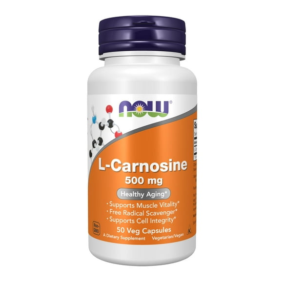 Supplement NOW L-carnosina 500 mg para un envejecimiento saludable, 50 cápsulas vegetarianas