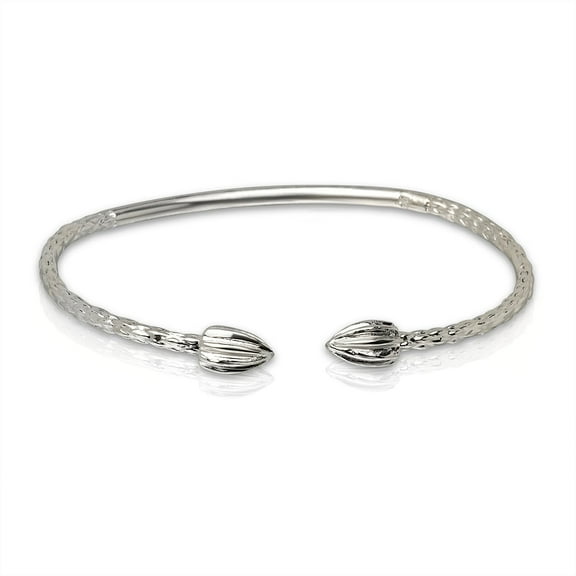 Better Jewelry Cocoa Pods .925 Sterling Silver West Indian Bangle (Made in USA)