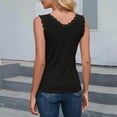 thumbnail image 5 of Jalioing Womens V Neck Tank Tops Solid Casual Basic Sleeveless Lace Trim Tanks Fashion Ribbed Knit Undershirts Tops, 5 of 7
