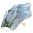 thumbnail image 2 of BZSMCE Folding Umbrellas Rain & UV Protection Windproof In Gentle Blue Tulips Pattern, 2 of 8