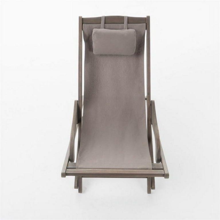 Noble House Nikki Outdoor Wood and Canvas Grey Sling Chair Set of 2 Walmart