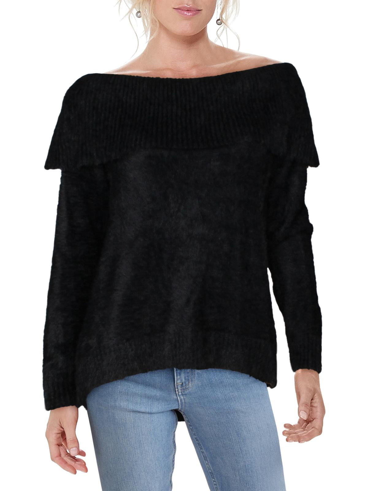 Kensie Womens Cowl Neck Ribbed Trim Sweater Black M - Walmart.com