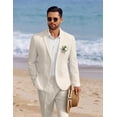 thumbnail image 3 of COOFANDY Men's 2 Piece Linen Suits Set Regular Fit Casual Linen Lightweight Suit Summer Beach Wedding, 3 of 5