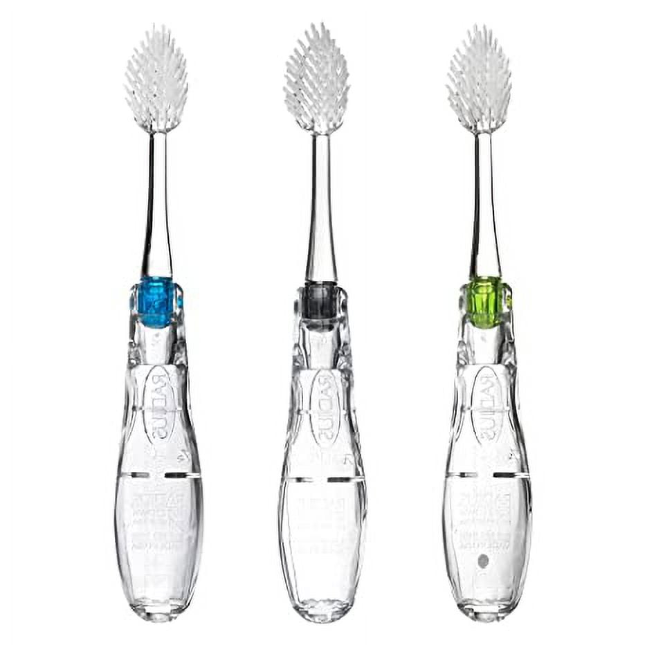 RADIUS Tour Travel Brush & Case with Replaceable Brush Head ADA Accepted Toothbrush Improve Gum Health - Blue Smoke Green - Pack of 3