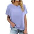 thumbnail image 2 of DDAPJ pyju Summer Tops for Women Short Sleeve Crewneck T Shirt Solid Casual Athletic Tee Shirts Lightweight Soft Comfy Tees Big Sales Today Blue XXXL, 2 of 6