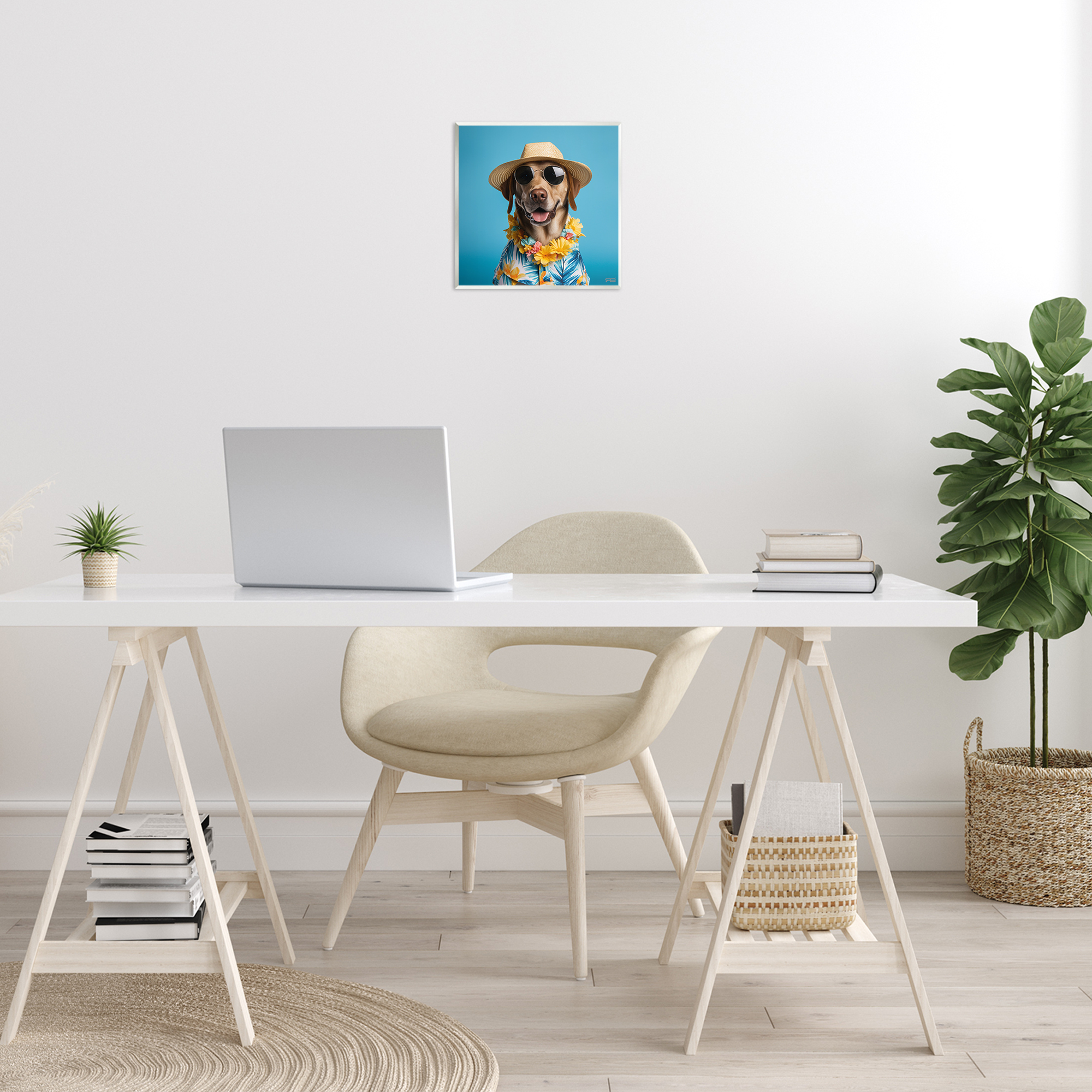 Stupell Industries Dog with Aloha Shirt Animals & Insects Painting Unframed Art Print Wall Art, 12 x 12