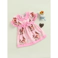 thumbnail image 3 of goowrom Robe Décontractée pour Enfants, Imprimé Fleur Rabbit Col Peter Pan Manches Courtes une-Pièce pour Filles, Rose, 6 Mois-6 Ans, 3 of 9