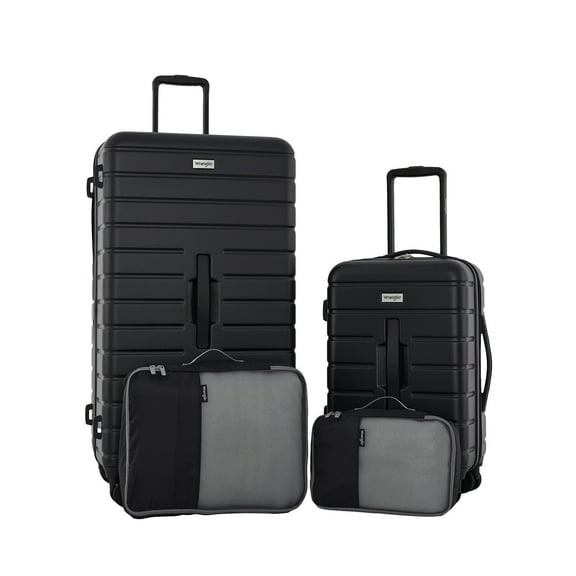 Wrangler 4-Piece 8-Wheel Expandable Hard Side Trunk-Style Luggage Set - Black
