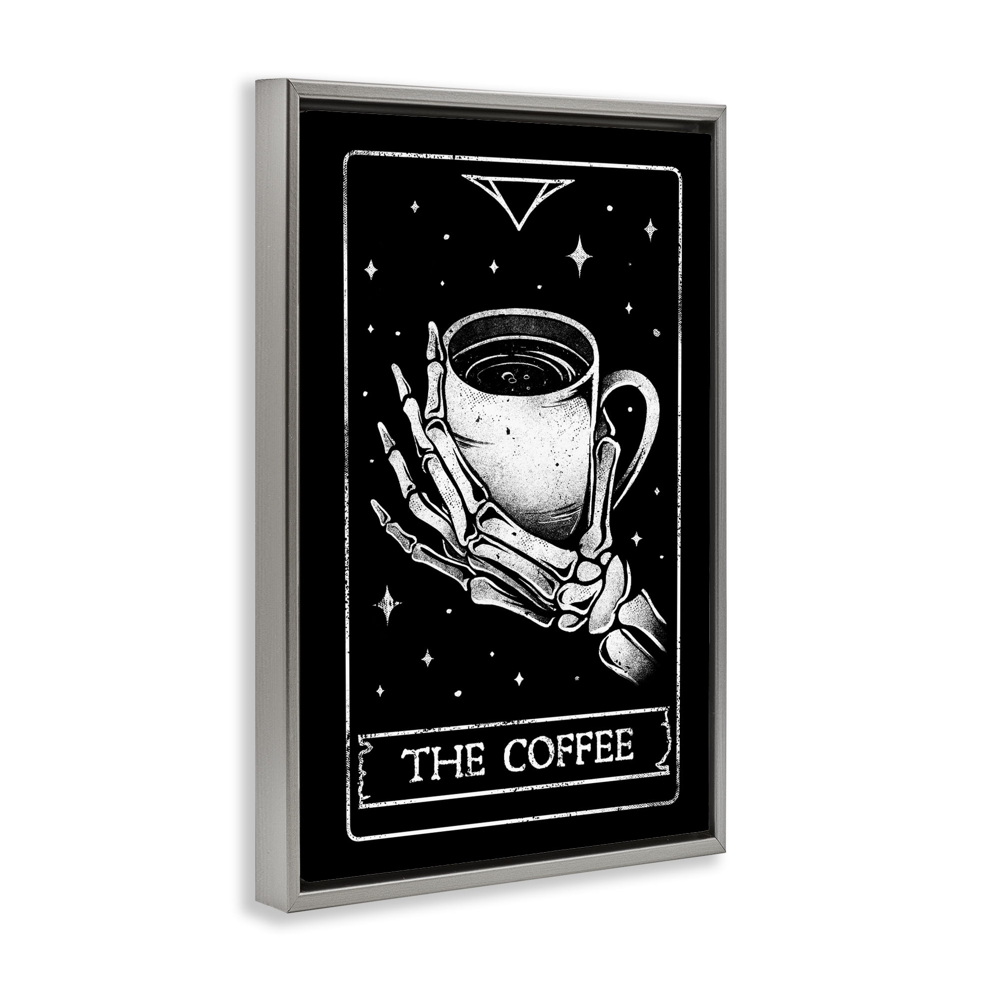 Stupell Industries The Coffee Tarot Card Gray Framed Floater Canvas Wall Art, design by EduEly Designs