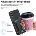 thumbnail image 5 of Phone Case for Samsung Galaxy A05 Wallet Cover with Tempered Glass Screen Protector and Wrist Strap Lanyard RFID Credit Card Holder Ring Stand Cell Accessories Ao5 A 05 Women Girl Men Black, 5 of 12