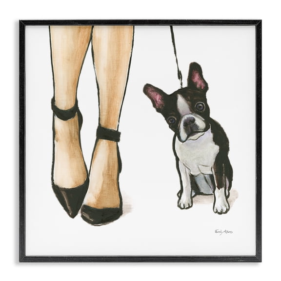 Stupell Industries Eclectic Fashion Heels Dog Walk Black Framed Giclee Art, 12 x 12, by Emily Adams