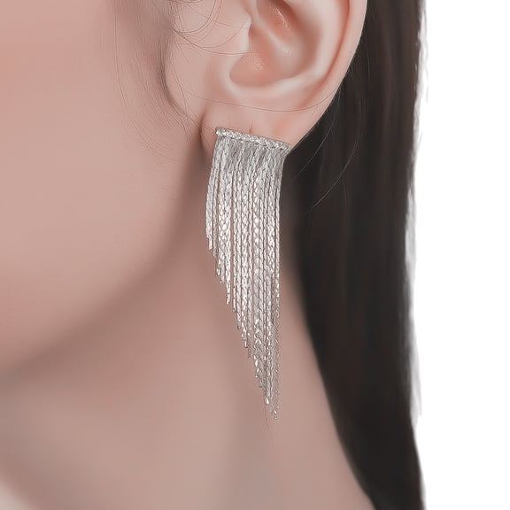 YIEMEEN Stylish Drop Earrings Diamonds Embellished Copper for Formal Wear