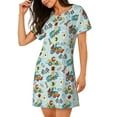 thumbnail image 2 of Vsdgher Cartoon Car Racing Pattern Womens Short Sleeve Sleepshirt Scoopneck Cute Nightdress Ruffle Comfy Nightgown, 2 of 6