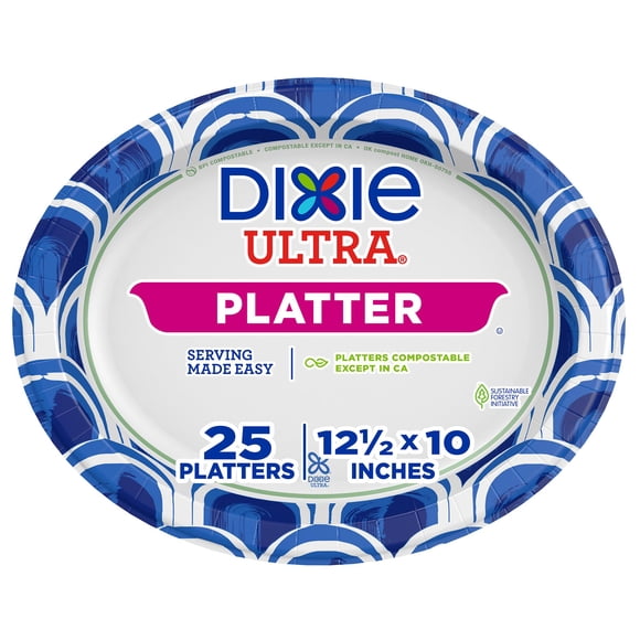 Disposable Paper Platters Dixie Ultra 32x25cm 25 Pack
