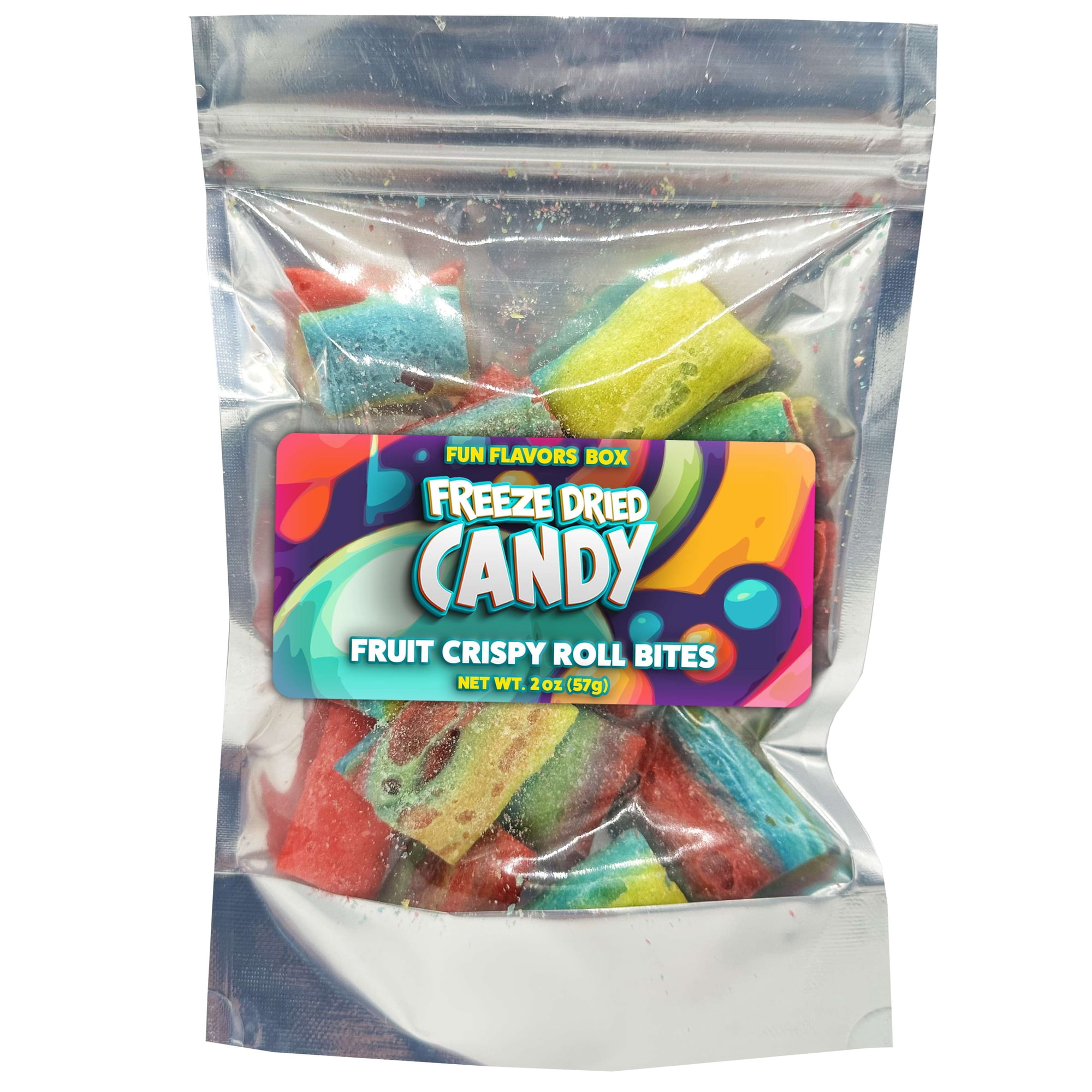 Fun Flavors Box - Freeze Dried Candy Fruit Crispy Roll Bites Variety Pack – Crunch Candy Treats – Space Theme Party Favor Gift Idea, 2 oz
