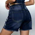 thumbnail image 3 of Clossjun Jean Shorts Women Trendy High Waisted Stretchy Ripped Denim Summer Frayed Raw Hem Mom Long Shorts Cutoff Jorts, 3 of 4