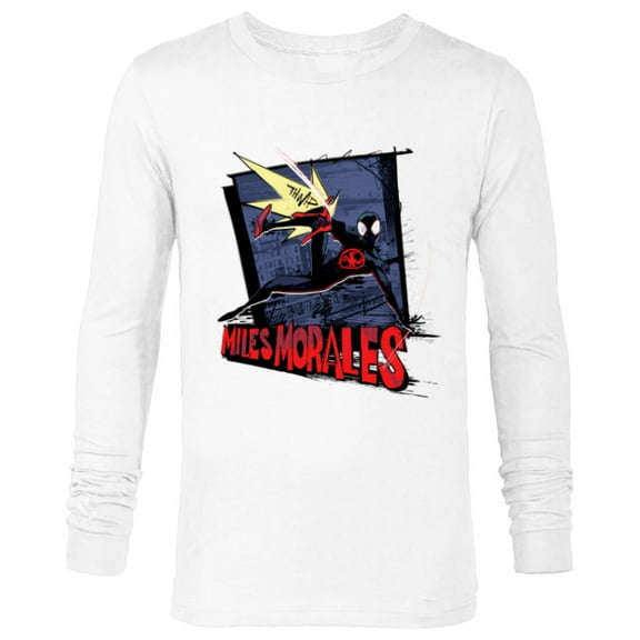 Marvel Spider-Man: Across the Spider-Verse Miles Web Thwip - Long Sleeve T-Shirt for Men - Customized-White