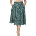 thumbnail image 1 of Falda midi plisada de cintura alta para mujeres de tallas grandes Agnes Orinda con estampado floral y bolsillos 4X verde oscuro, 1 of 7