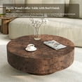 thumbnail image 5 of Gelloan 35" Round Coffee Table, Modern Drum Burl Coffee Tables for Living Room 35" Mid Century Wooden Pedestal Circle Accent Small Center Apartment Easy Assembly,Burl Walnut, 5 of 6
